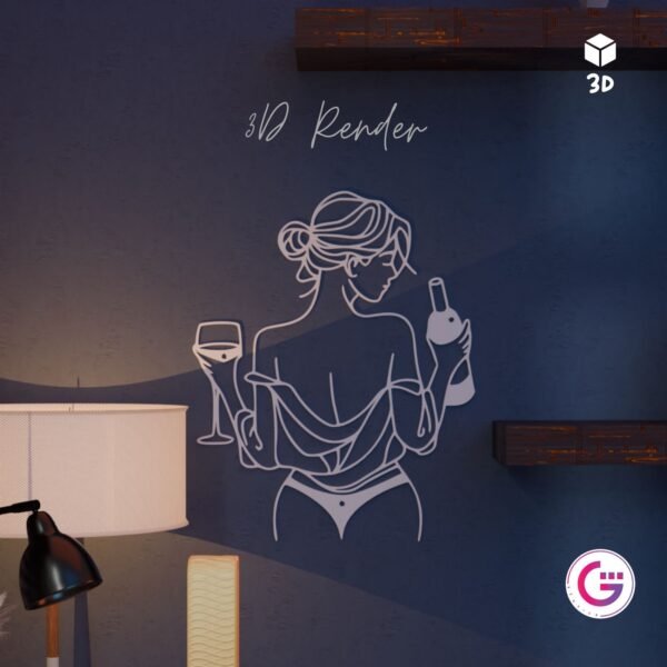 🍷 Woman With Wine – Bold, Elegant & 3D Printed Wall Art - Image 3