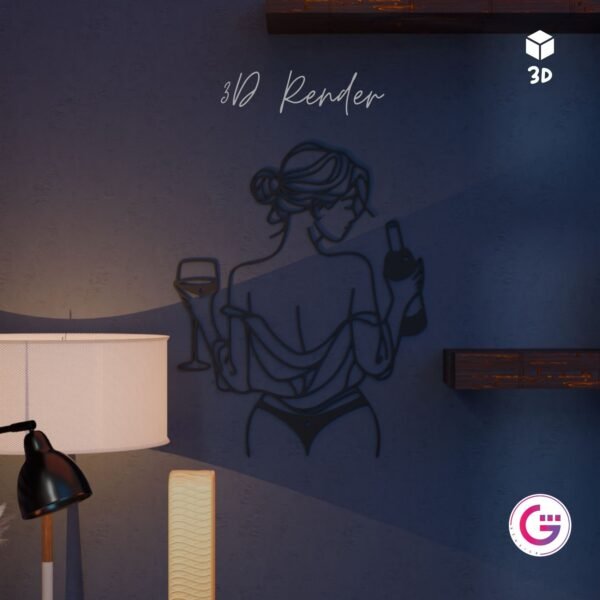 🍷 Woman With Wine – Bold, Elegant & 3D Printed Wall Art - Image 4